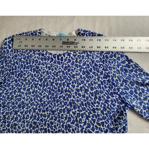 J. McLaughlin Womens Crew Neck Lenny Sweater Small Blue Floral Pullover Stretch - Picture 5 of 8